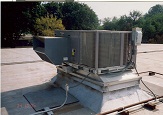 Replacement rooftop package A/C unit with adapter curb