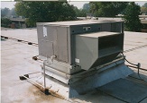 Replacement rooftop package A/C unit with adapter curb